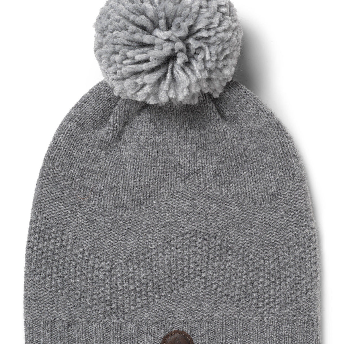 THE Cashmere Project Pom Pom Beanie Hat in Flannel Gray One Size Chunky Ribbed Cashmere Hat with Fur Pom – SofiaCashmere main image 2