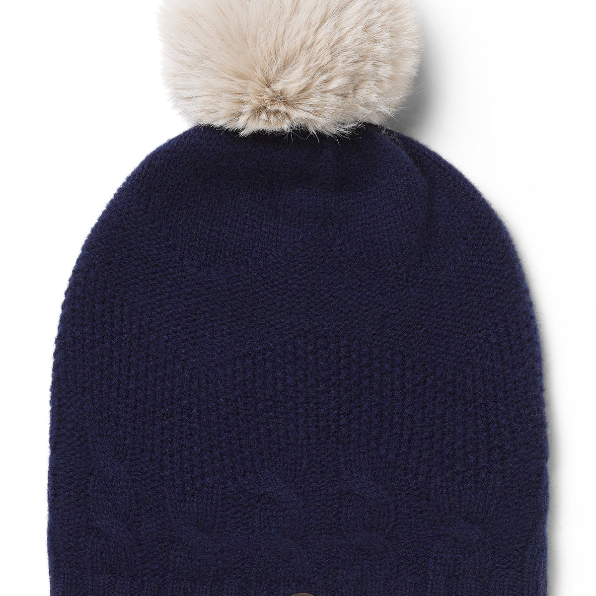 Amicale cashmere beanie with pom pom Navy Blue Unisex Ribbed Cashmere Hat With Detachable Pom Navy Blue | N  main image 2